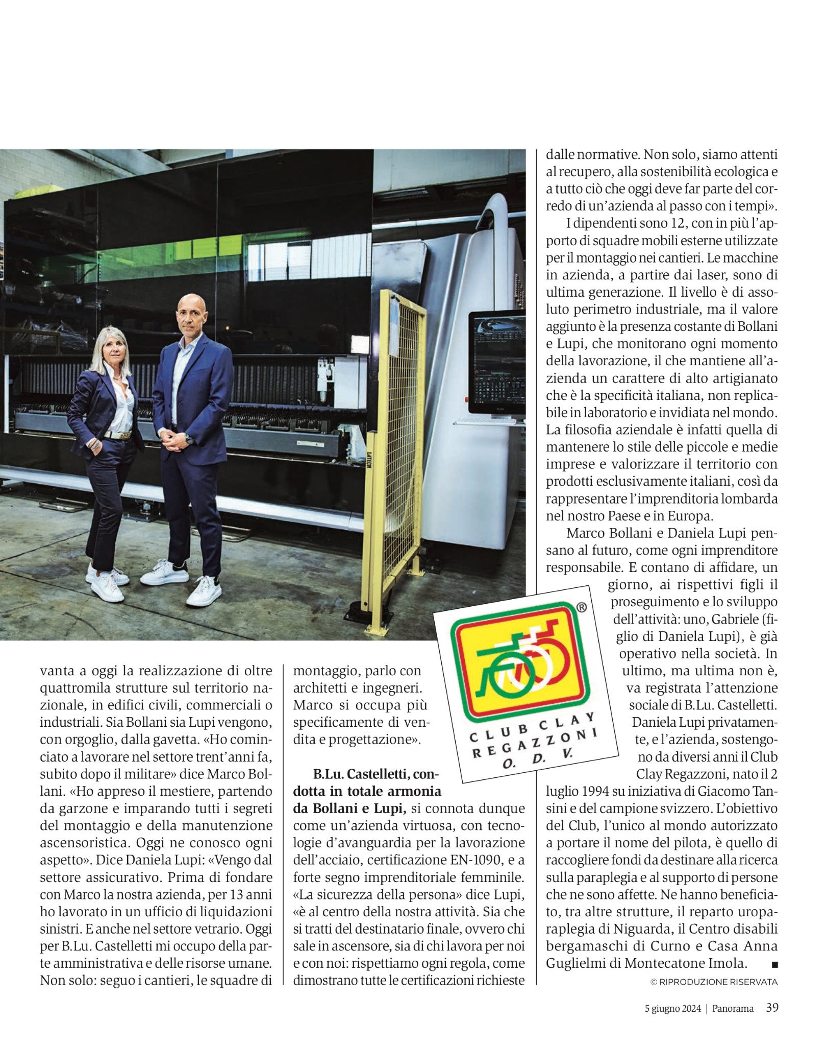 Seconda pagina dell’articolo su B.LU. Castelletti